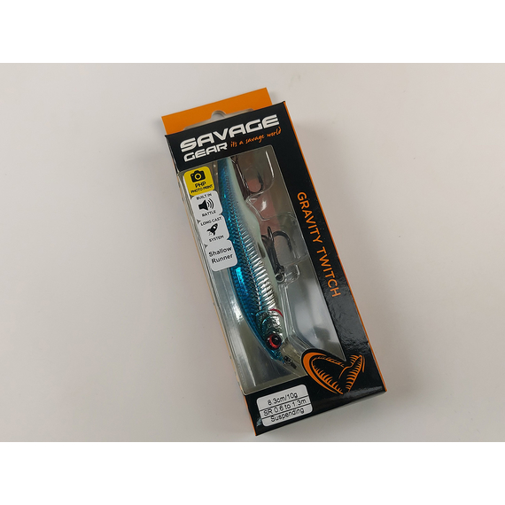 Воблер Savage Gear Gravity Twitch 83SP SR 83mm 10.0g Blue Chrome, Размер/Вес: 83мм/10г, Цвет воблера: Blue Chrome, фото , изображение 3