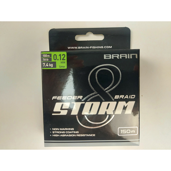 Шнур Brain Storm 8X (lime) 150m 0.12mm 16lb/7.4kg, Діаметр: 0.12mm, Колір: Салатовий, фото , изображение 3