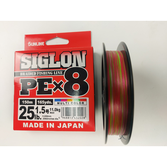 Шнур Sunline Siglon PE х8 150m (мульти.) #1.5/0.209mm 25lb/11.0kg, Диаметр: #1.5/0.209mm, Выберите цвет: мультиколор, фото , изображение 2