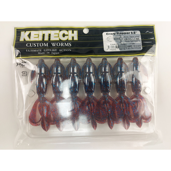 Силикон Keitech Crazy Flapper 3.6" (7 шт/упак) ц:ea#03 grape, Длина силикона: 3.6" (9.1 см), Расцветка силикона: EA#03 Grape, фото , изображение 5