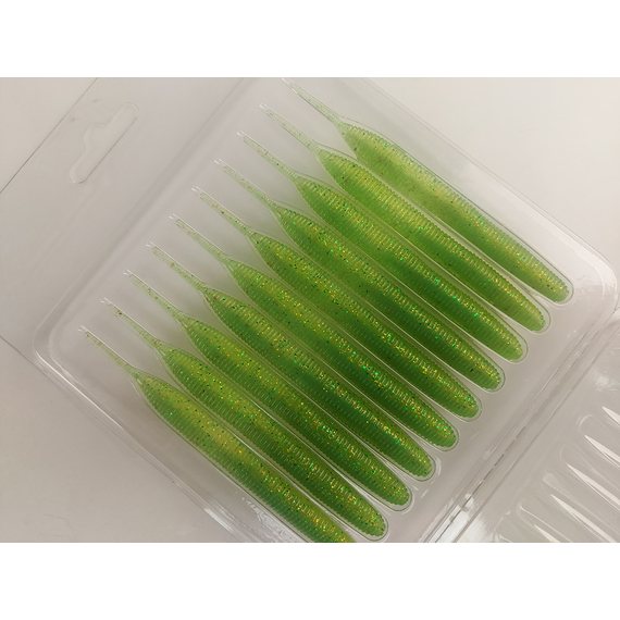 Силікон Keitech Sexy Impact 3.8" (10 шт/упак), колір:424 lime chartreuse, Довжина силікону: 3.8" (9.7 см), Колір силікону: 424 Lime Chartreuse, фото , изображение 8