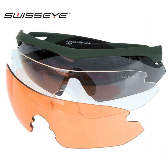 Балістичні окуляри Swiss Eye Nighthawk (3 змінних лінз + футляр), оправа оливкова, фото , изображение 2