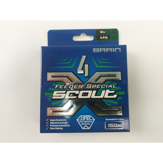 Шнур Brain Scout 4X 150м 0.08мм 4.4kg (camo green), Диаметр: 0.08mm, Выберите цвет: camo green, фото , изображение 4