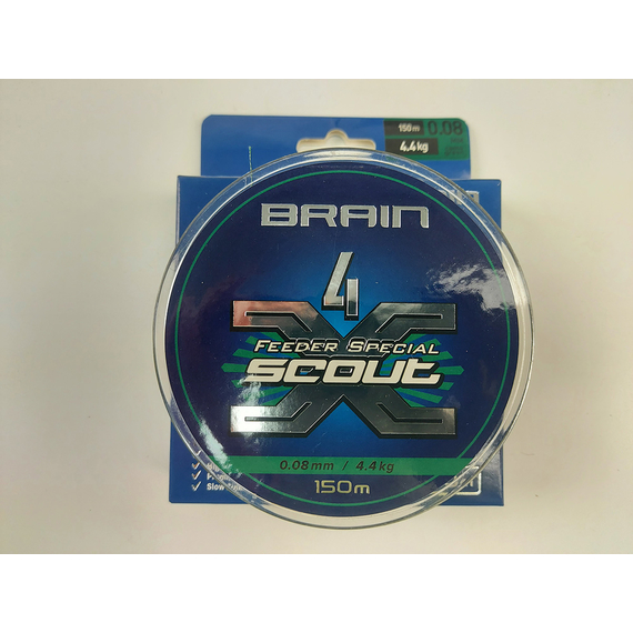 Шнур Brain Scout 4X 150м 0.08мм 4.4kg (camo green), Диаметр: 0.08mm, Выберите цвет: camo green, фото , изображение 7