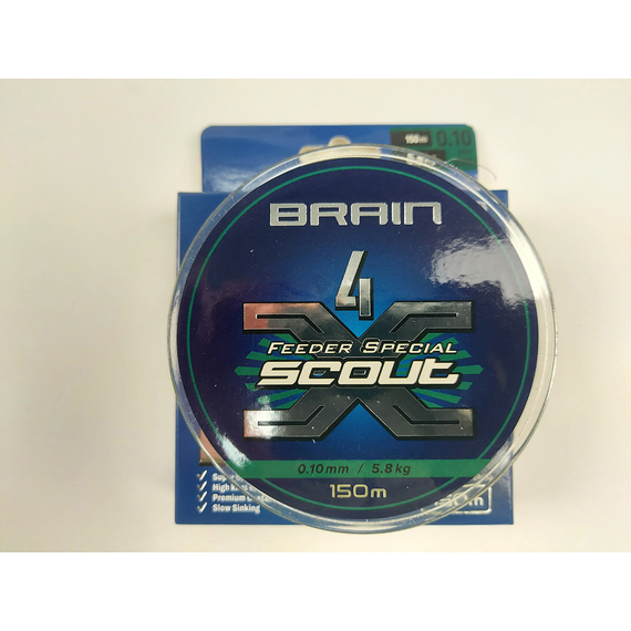 Шнур Brain Scout 4X 150m 0.10mm 5.8kg (camo green), Діаметр: 0.10mm, Колір: camo green, фото , изображение 7