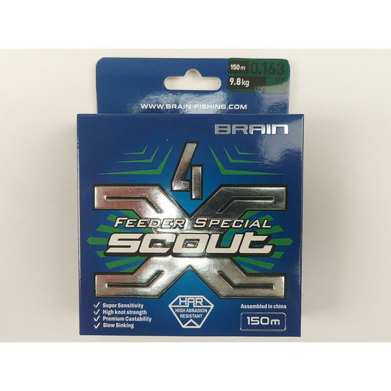 Шнур Brain Scout 4X 150m 0.163mm 9.8kg (camo green), Диаметр: 0.163mm, Выберите цвет: camo green, фото , изображение 4