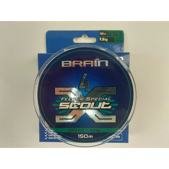 Шнур Brain Scout 4X 150m 0.163mm 9.8kg (camo green), Диаметр: 0.163mm, Выберите цвет: camo green, фото , изображение 7
