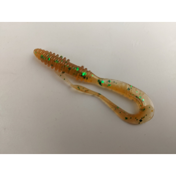 Силикон Keitech Mad Wag Mini 2.5" (12 шт/упак), цвет: ea#02 peach green flk., Длина силикона: 2.5" (6.3 см), Расцветка силикона: EA#02 Peach Green FLK, фото , изображение 3