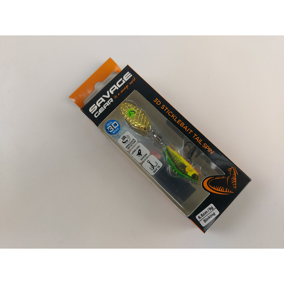 Тейл-спінер Savage Gear 3D Sticklebait Tailspin 65mm 9.0g Firetiger, фото , изображение 3