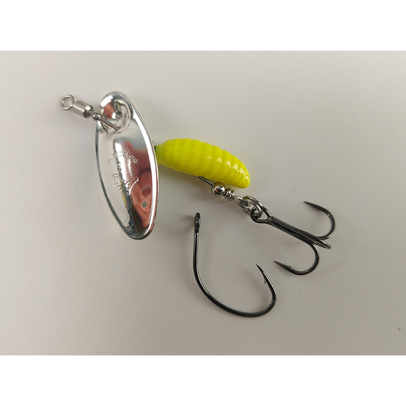 Блешня Savage Gear Grub Spinners #2 5.8g Silver Yellow, Вага блешні: 5.8g, Колір блешні: Silver Yellow, фото , изображение 4