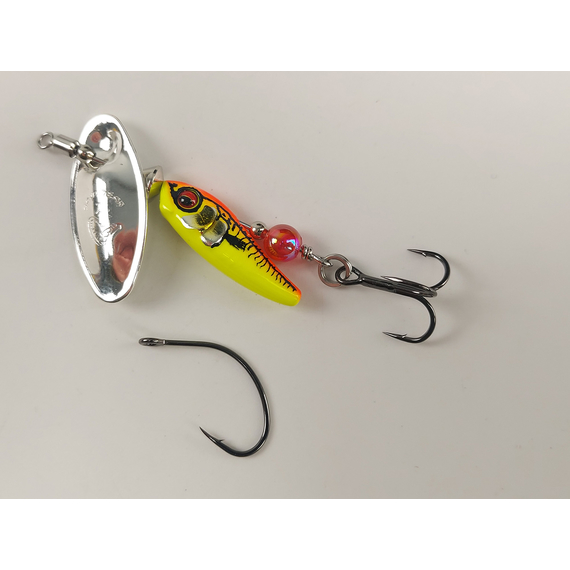 Блешня Savage Gear Sticklebait Spinner #2 7.3g Silver Red Yellow, Вага блешні: 7.3g, Колір блешні: Silver Red Yellow, фото , изображение 5