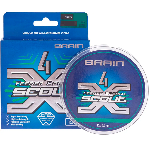 Шнур Brain Scout 4X 150m 0.10mm 5.8kg (camo green), Діаметр: 0.10mm, Колір: camo green, фото , изображение 3