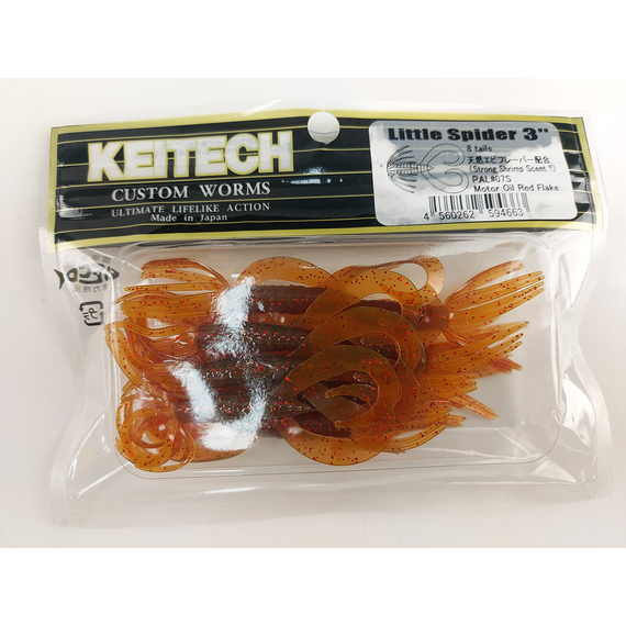 Силікон Keitech Little Spider 3" (8 шт/уп), колір:pal#07 motoroil red flake, Довжина силікону: 3" (7.6 см), Колір силікону: pal#07 motoroil red flake, фото , изображение 6