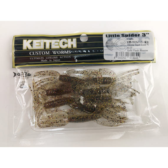 Силикон Keitech Little Spider 3" (8 шт/упак) ц:417 gold flash minnow, Длина силикона: 3" (7.6 см), Расцветка силикона: 417 Gold Flash Minnow, фото , изображение 5