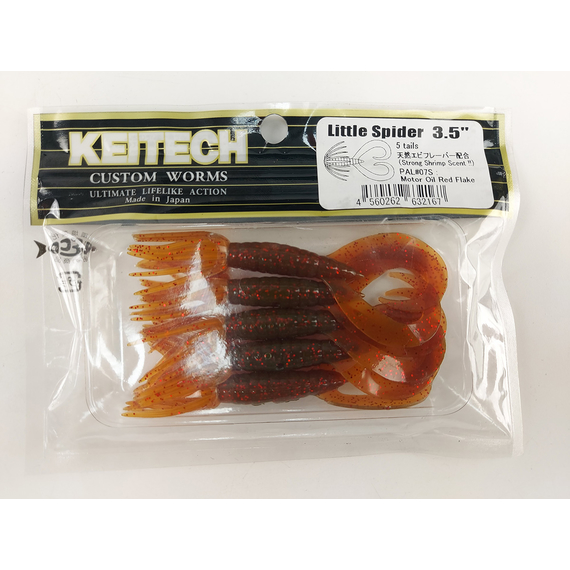 Силікон Keitech Little Spider 3.5" (5 шт/уп), колір:pal#07 motoroil red flake, Довжина силікону: 3.5" (8.9 см), Колір силікону: pal#07 motoroil red flake, фото , изображение 5
