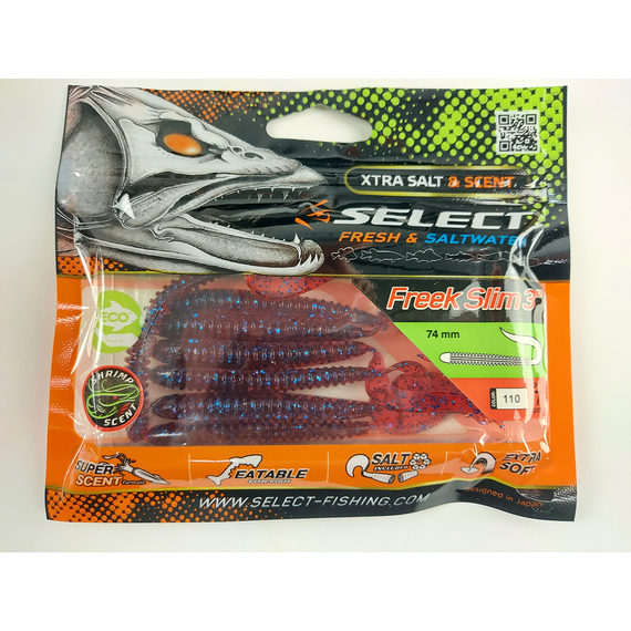 Силикон Select Freek Slim 3" col.110 (7 шт/пак), Длина силикона: 3" (7.62 см), Расцветка силикона: 110, фото , изображение 6