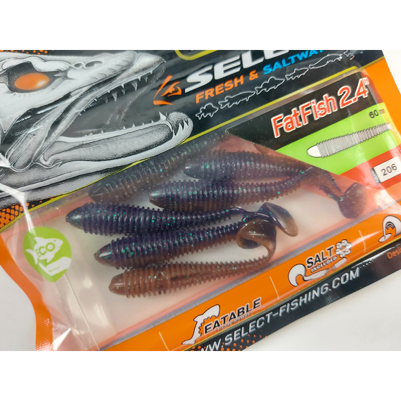 Силикон Select Fatfish 2.4" col.206 (6 шт/упак), Длина силикона: 2.4" (6.1 см), Расцветка силикона: 206, фото , изображение 10
