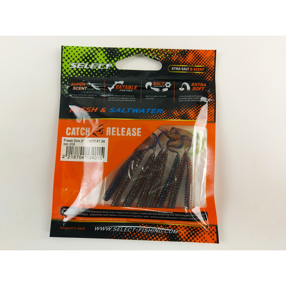 Силікон Select Freek Slim 2" col.206 (8 шт/пак), Довжина силікону: 2" (5.08 см), Колір силікону: 206, фото , изображение 7