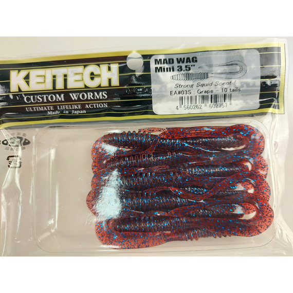 Силикон Keitech Mad Wag Mini 3.5" (10 шт/упак) ц:ea#03 grape, Длина силикона: 3.5" (8.9 см), Расцветка силикона: EA#03 Grape, фото , изображение 18