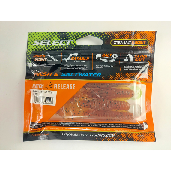 Силікон Select Kraken-X 3.5" col.128 (4 шт/упак), Довжина силікону: 3.5" (8.89 см), Колір силікону: 128, фото , изображение 7