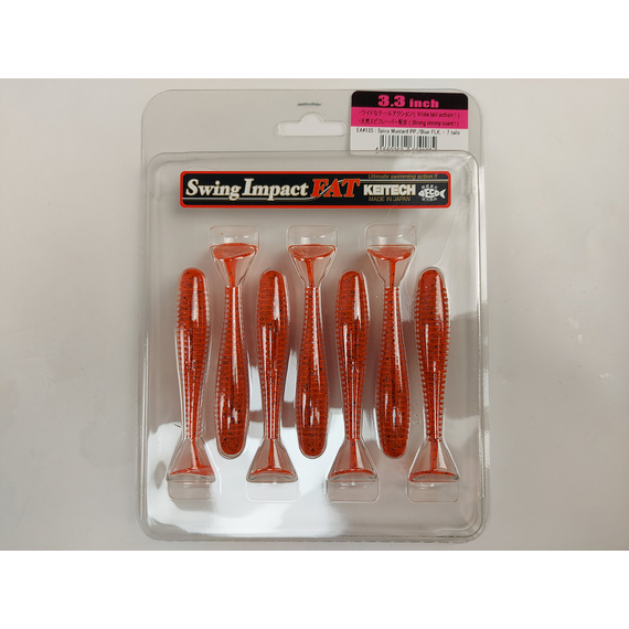 Силикон Keitech Swing Impact FAT 3.3" (7 шт/уп) цвет: ea#13 spicy mustard/blue, Длина силикона: 3.3" (8.4 см), Расцветка силикона: EA#13 Spicy Mustard/Blue, фото , изображение 6