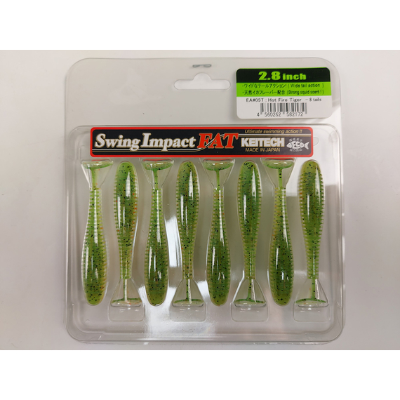 Силікон Keitech Swing Impact FAT 2.8" (8 шт/упак), колір:ea#05 hot fire tiger, Довжина силікону: 2.8" (7.1 см), Колір силікону: EA#05 Hot Fire Tiger, фото , изображение 7