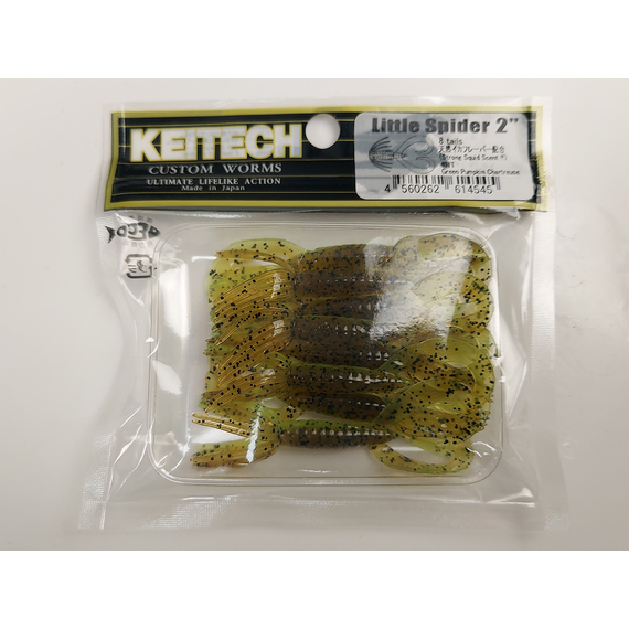 Силікон Keitech Little Spider 2" (8 шт/упак), колір:401 greenpumpkinpp.chart, Довжина силікону: 2" (5.1 см), Колір силікону: 401 GreenPumpkinPP.Chart, фото , изображение 6