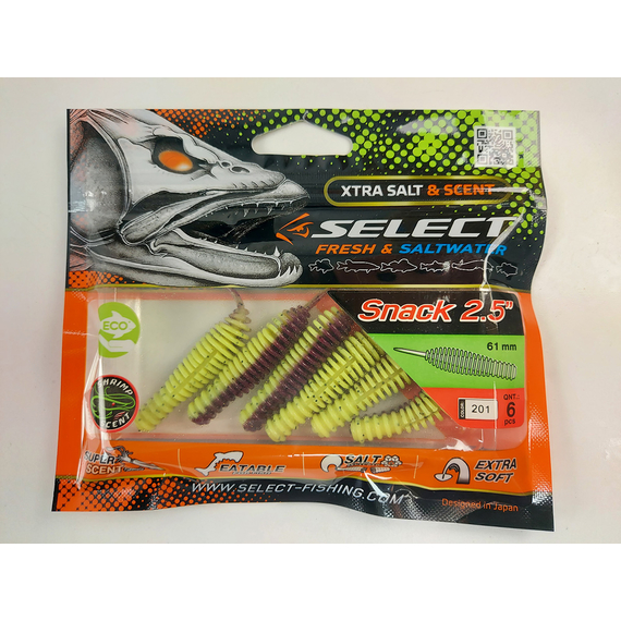 Силікон Select Snack 2.5" col.201 (6 шт/пак), Довжина силікону: 2.5" (6.1 см), Колір силікону: 201, фото , изображение 7