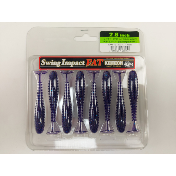 Силикон Keitech Swing Impact FAT 2.8" (8 шт/упак) цвет: ea#04 violet, Длина силикона: 2.8" (7.1 см), Расцветка силикона: EA#04 Violet, фото , изображение 7