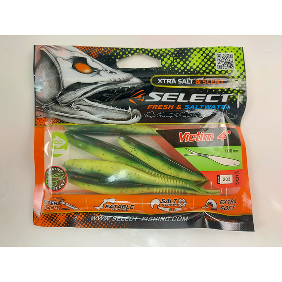 Силикон Select Victim V-Tail 4" #203 (5 шт/уп), Длина силикона: 4.0" (10.16 см), Расцветка силикона: 203, фото , изображение 9