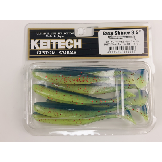 Силікон Keitech Easy Shiner 3.5" (7 шт/уп),, колір: ea#20 violet chart red fl, Довжина силікону: 3.5" (8.9 см), Колір силікону: EA#20 Violet Chart Red Fl, фото , изображение 8