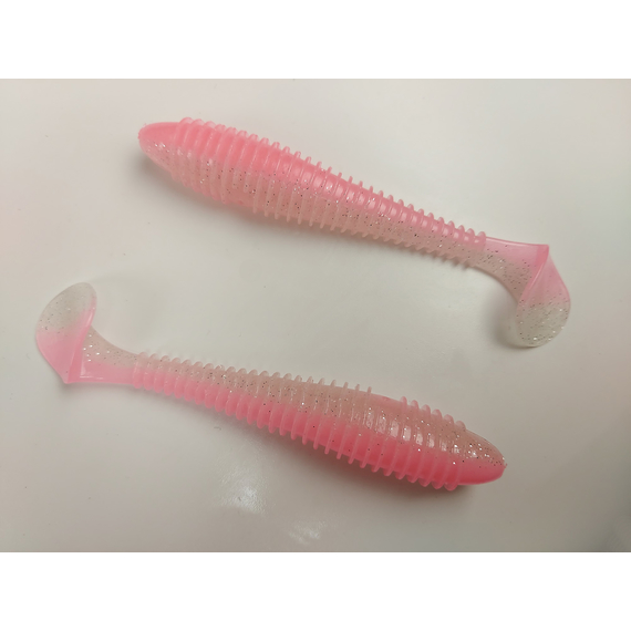 Силікон Keitech Swing Impact FAT 3.8" (6 шт/упак), колір:ea#10 pink silver glow, Довжина силікону: 3.8" (9.7 см), Колір силікону: EA#10 Pink Silver Glow, фото , изображение 4