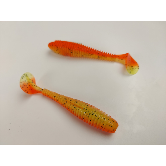 Силикон Keitech Swing Impact FAT 2.8" (8 шт/уп) цвет: ea#13 spicy mustard/blue, Длина силикона: 2.8" (7.1 см), Расцветка силикона: EA#13 Spicy Mustard/Blue, фото , изображение 5